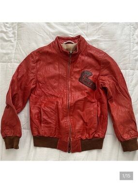 Gucci Red Leather Kids Bomber Jacket